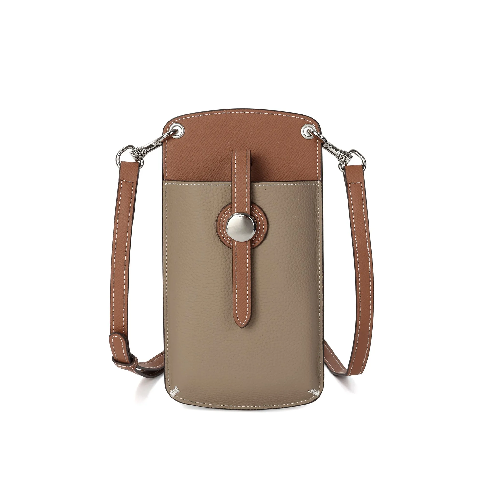 Two-Tone Leather Phone Crossbody Bag