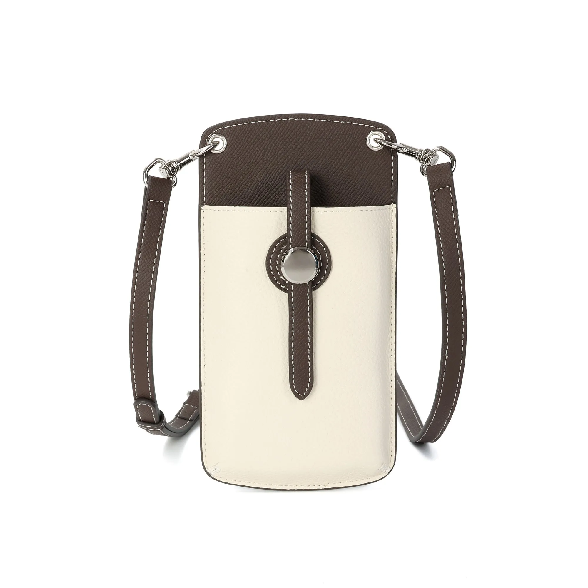 Two-Tone Leather Phone Crossbody Bag