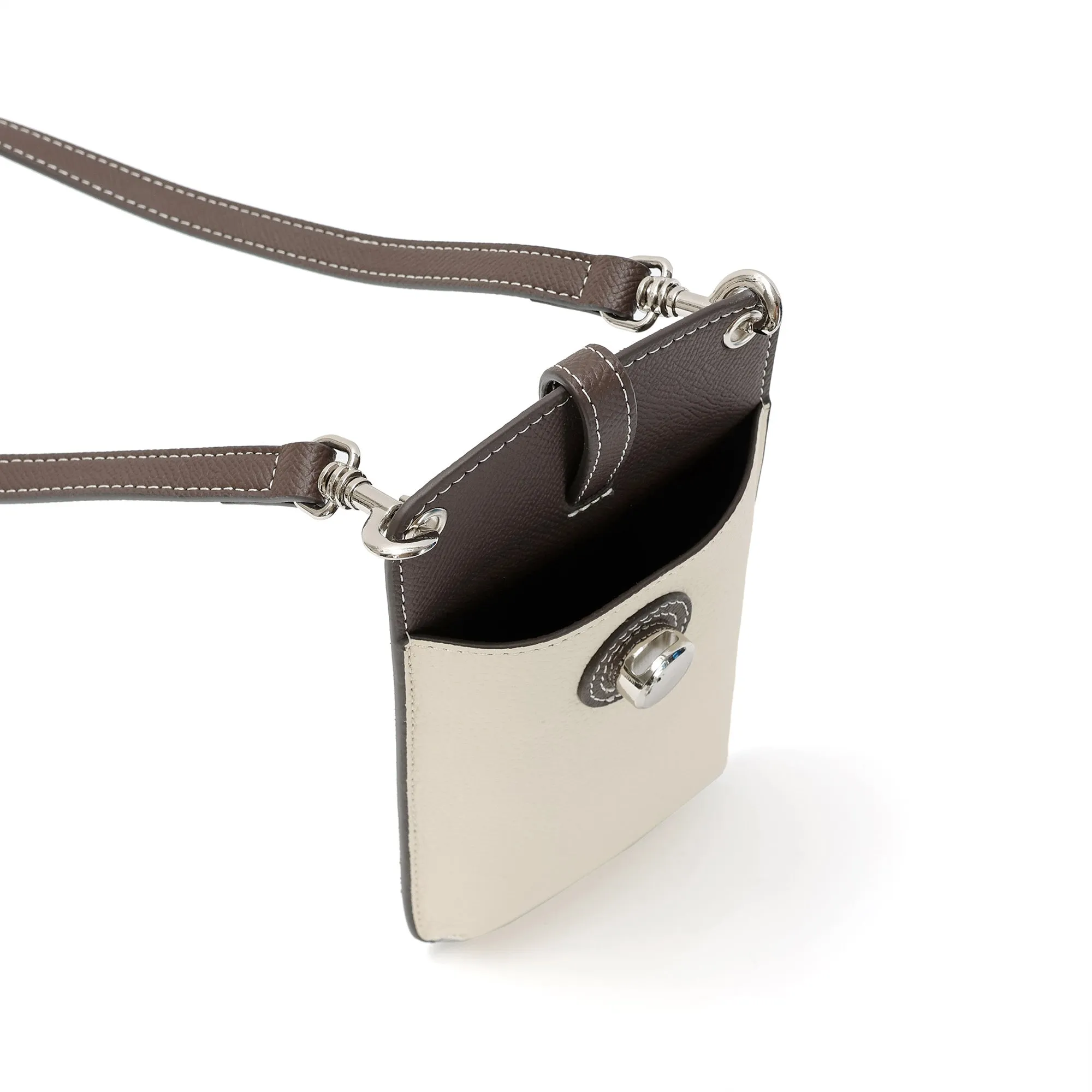 Two-Tone Leather Phone Crossbody Bag
