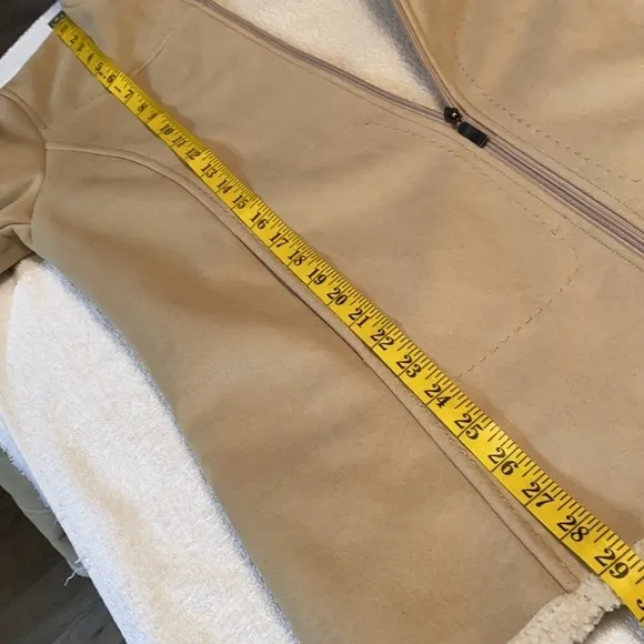 Utex full zip front jacket lined hooded long sleeve cream color Size large