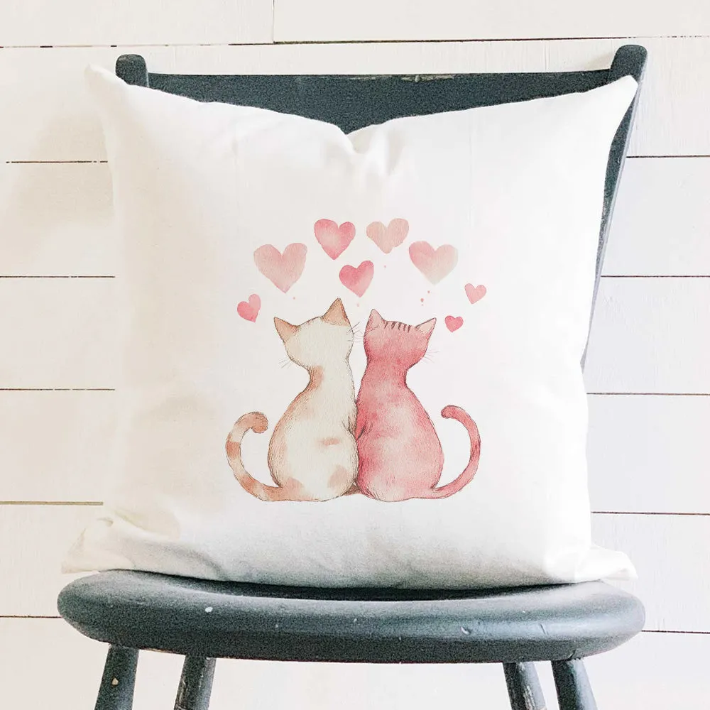 Valentine Cats - Valentine's Day Square Canvas Pillow