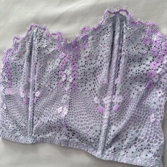 Victoria Secret Purple/PinkFloral Bustier Corset Top Medium