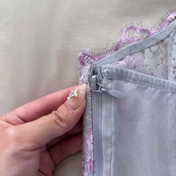 Victoria Secret Purple/PinkFloral Bustier Corset Top Medium