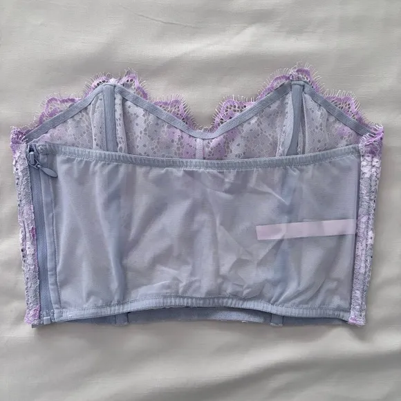 Victoria Secret Purple/PinkFloral Bustier Corset Top Medium