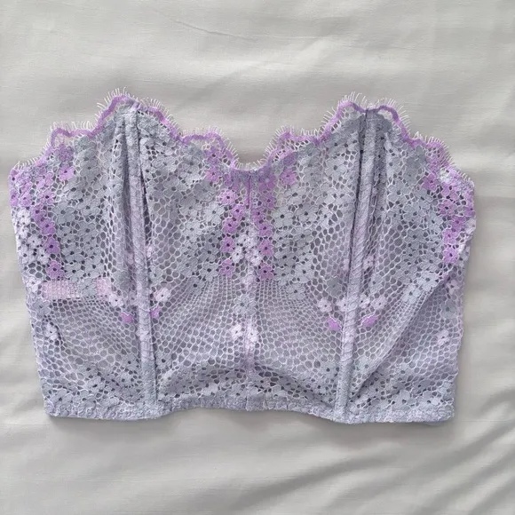 Victoria Secret Purple/PinkFloral Bustier Corset Top Medium