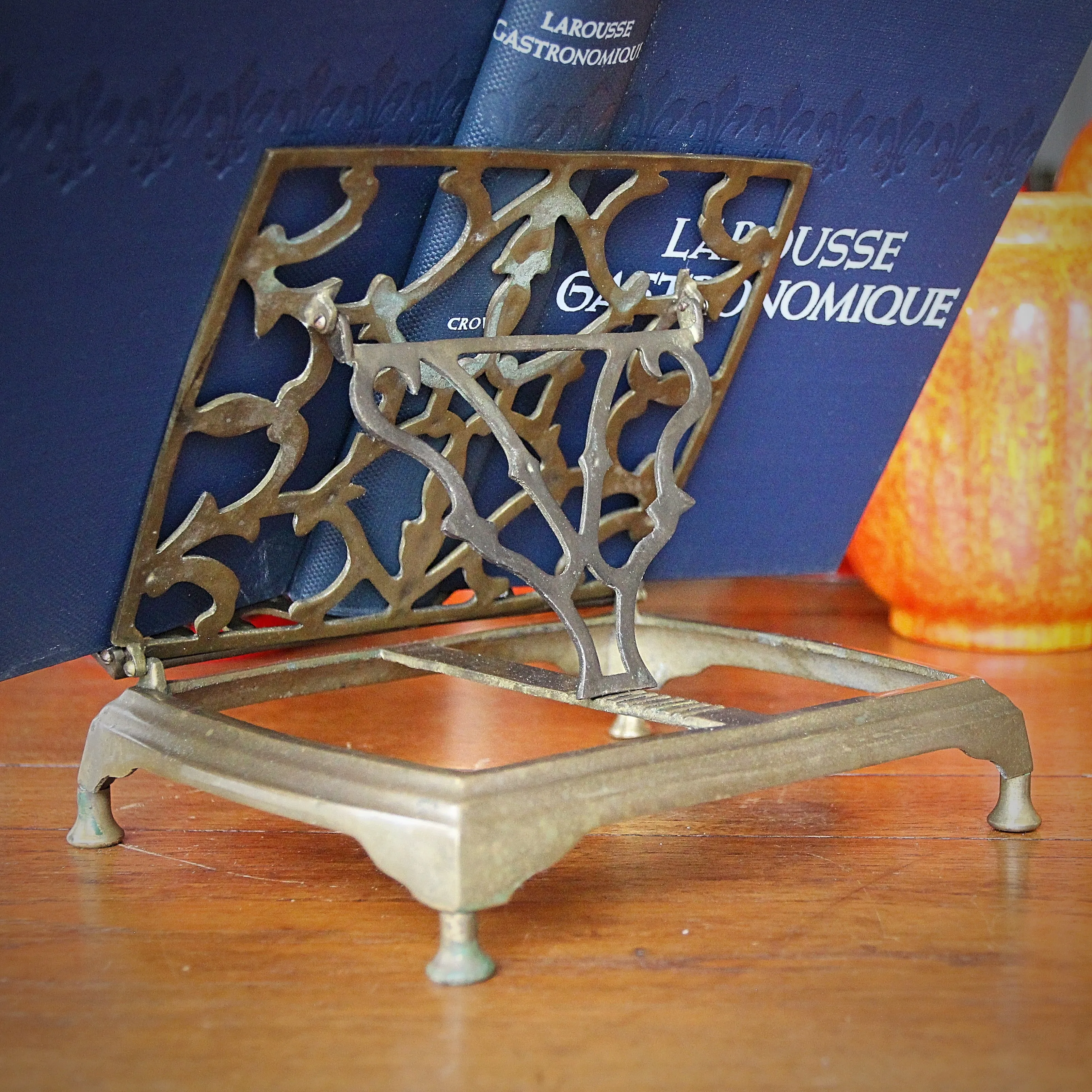 Victorian Pierced Brass Book Holder