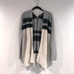VINCE Cashmere Open Cardigan Womens Small Variegated Stripe Oversized Wool Blend