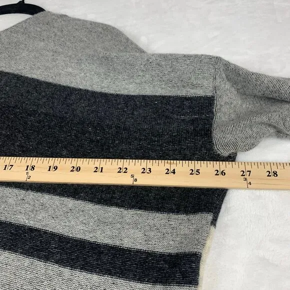 VINCE Cashmere Open Cardigan Womens Small Variegated Stripe Oversized Wool Blend