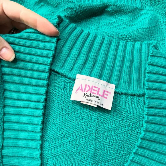 Vintage 80s NEW Adele Kintwear Womens Medium Oversized Sweater Plunge V-Neckline