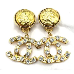 Vintage Chanel Large CC Crystal Drop Earrings
