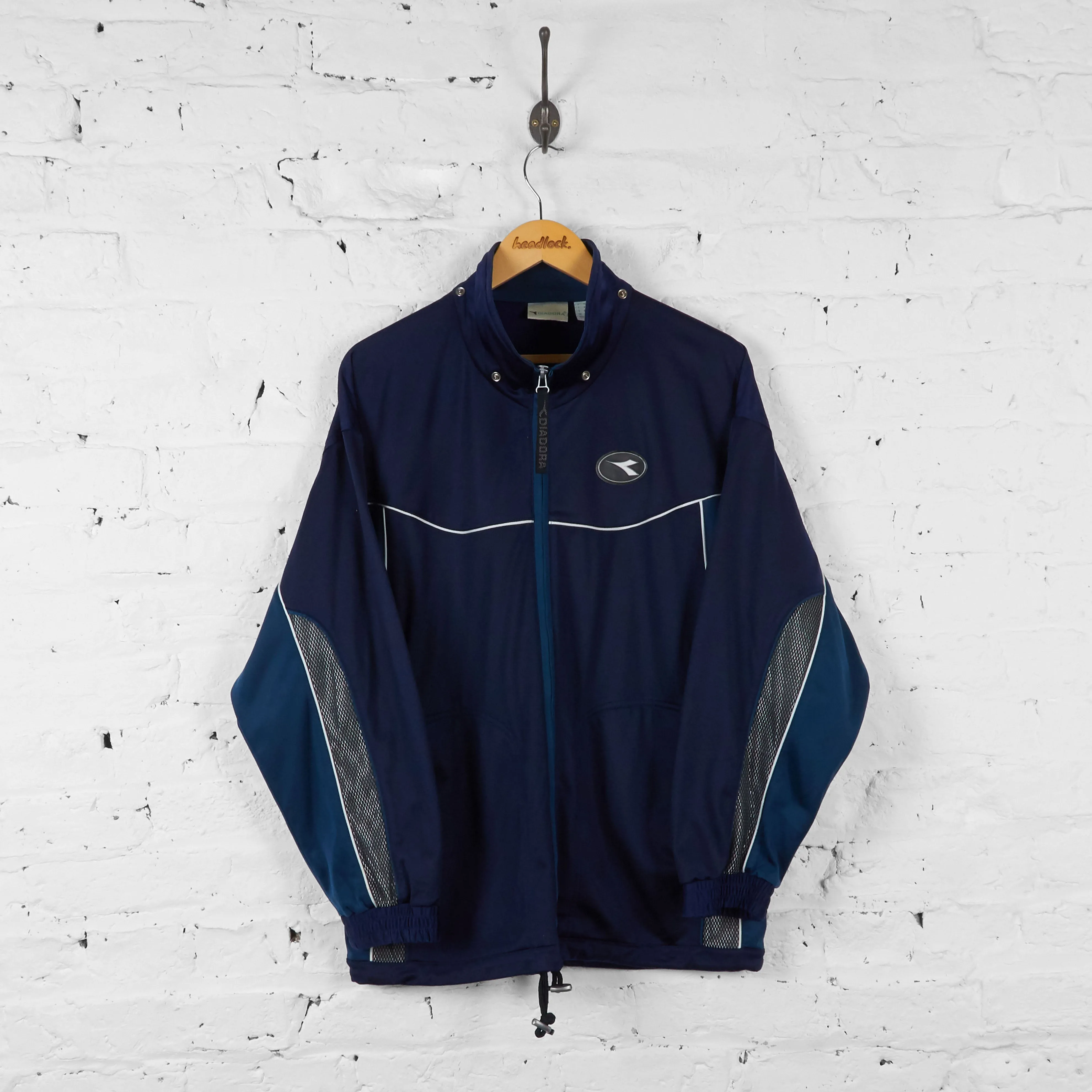 Vintage Diadora Tracksuit Top - Navy - M