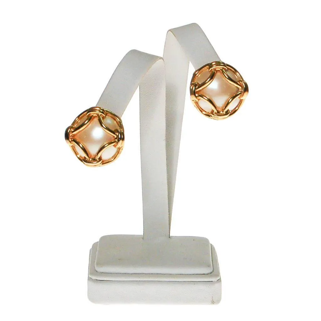 Vintage Joan Rivers Caged Pearl Earrings
