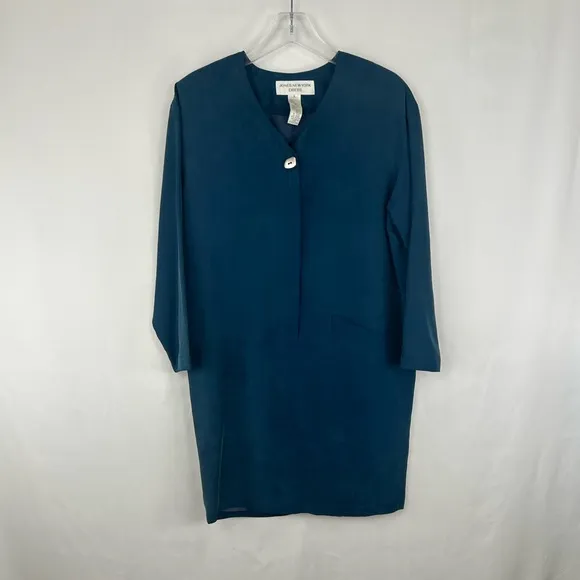 Vintage Jones New York Dark Blue Silk Shirt Dress