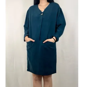 Vintage Jones New York Dark Blue Silk Shirt Dress
