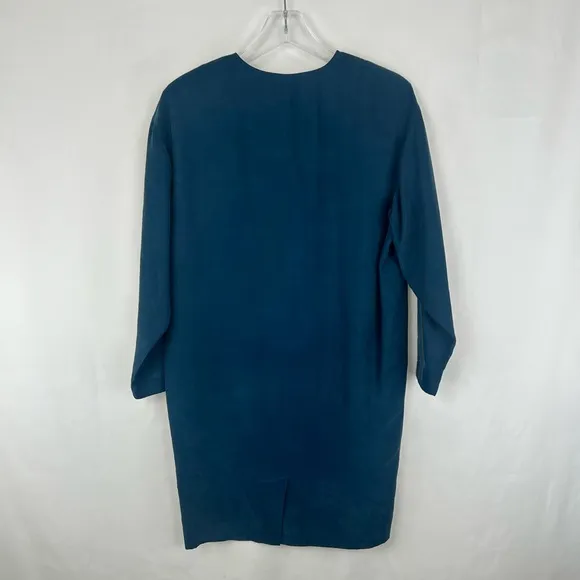 Vintage Jones New York Dark Blue Silk Shirt Dress