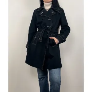 Vintage Massini Black Contrast Stitching Trench Coat