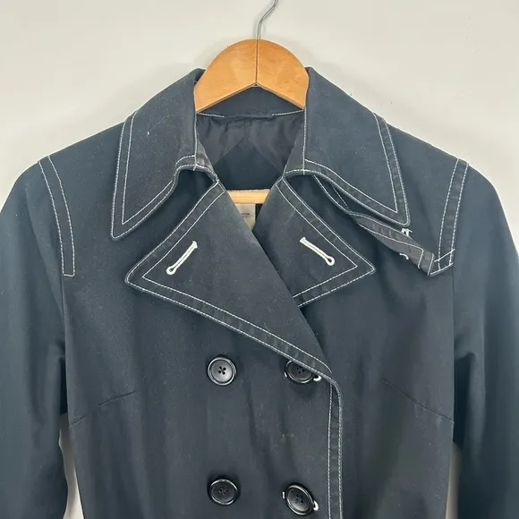 Vintage Massini Black Contrast Stitching Trench Coat