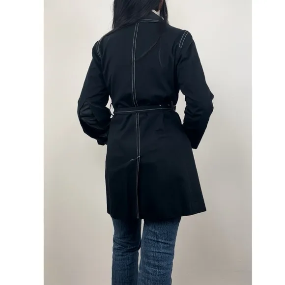 Vintage Massini Black Contrast Stitching Trench Coat