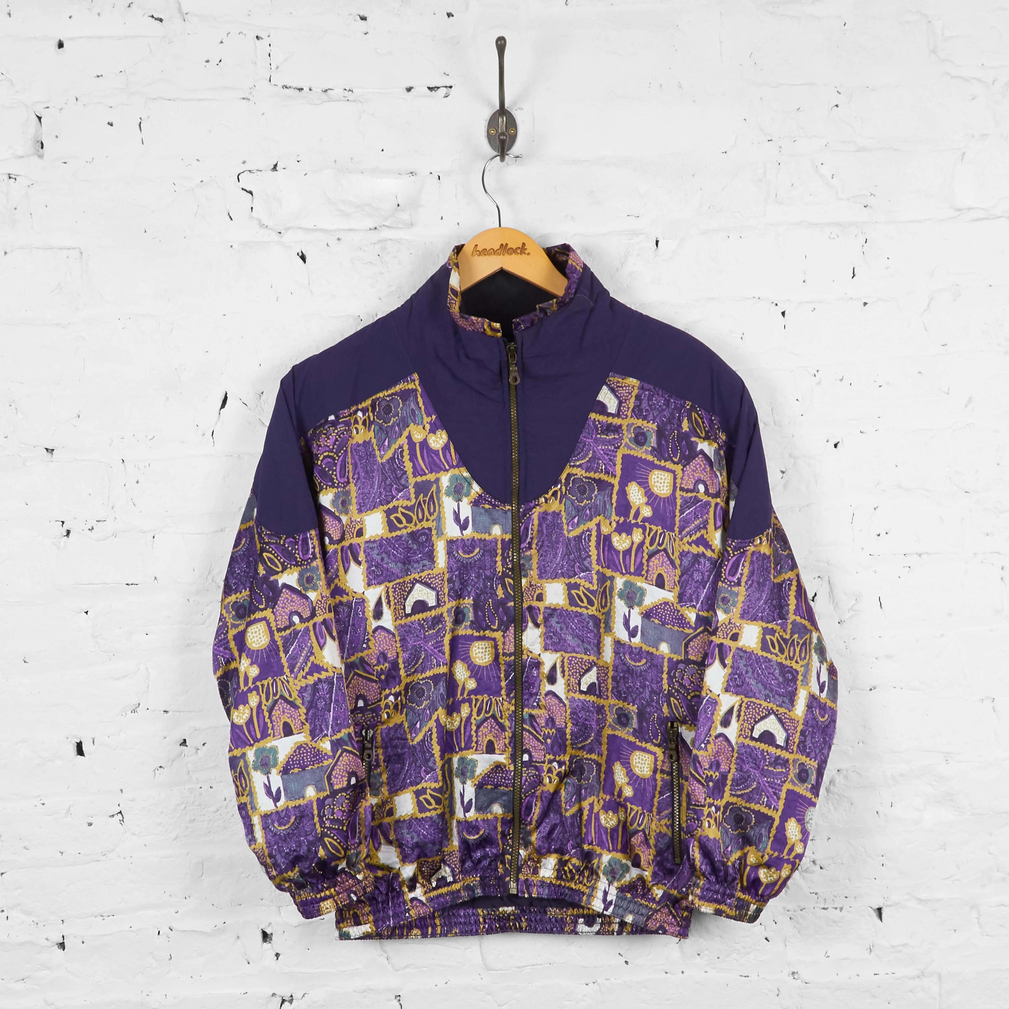 Vintage Pattern Tracksuit Top - Purple - L