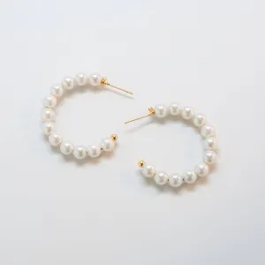 Vintage Pearl Half-Hoop Earrings