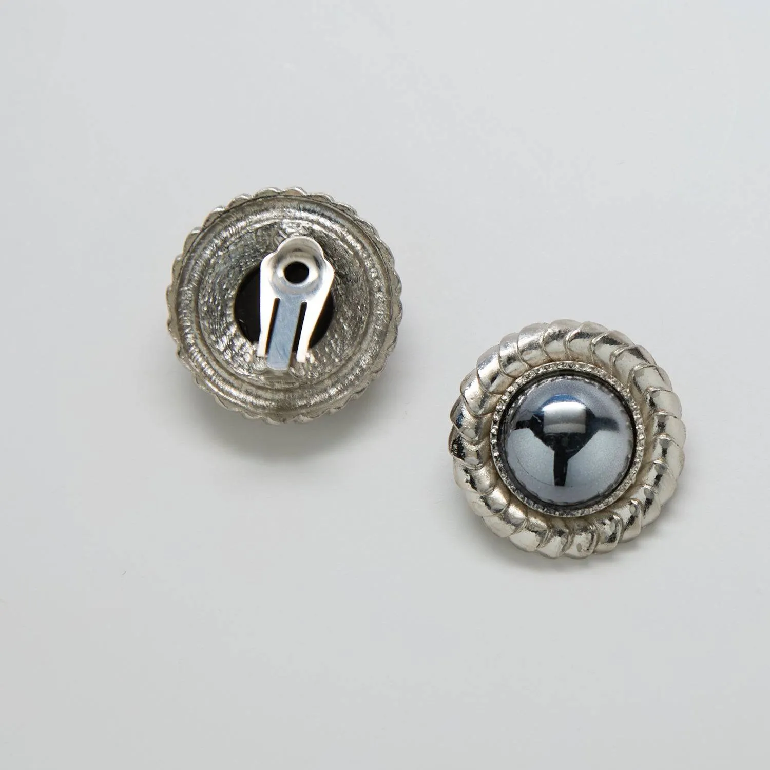 Vintage Silver Round Dome Earrings