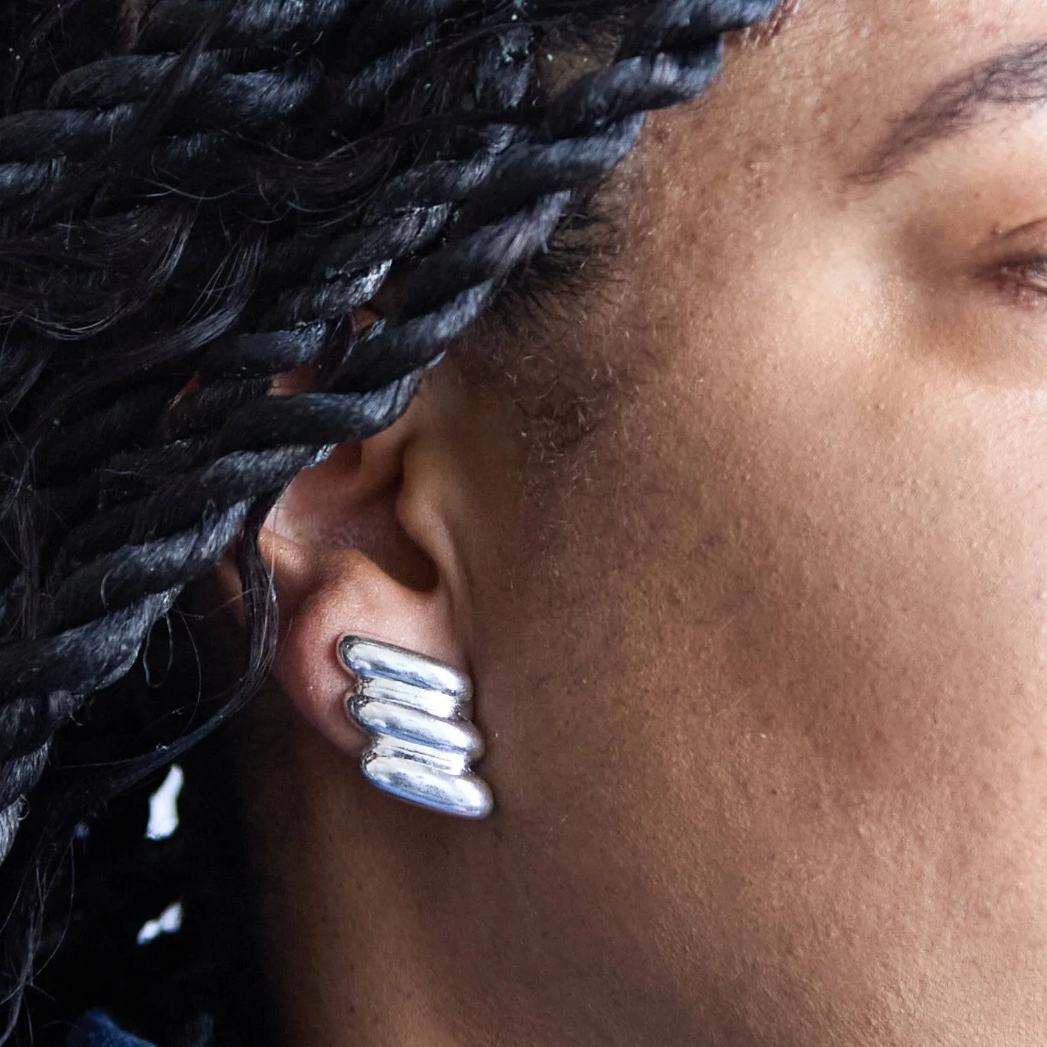 Vintage Stacked Silver Earrings