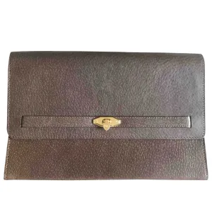 Vintage Valentino Garavani kelly bag style pigskin leather brown clutch purse, document bag. Classic vintage piece for unisex use.