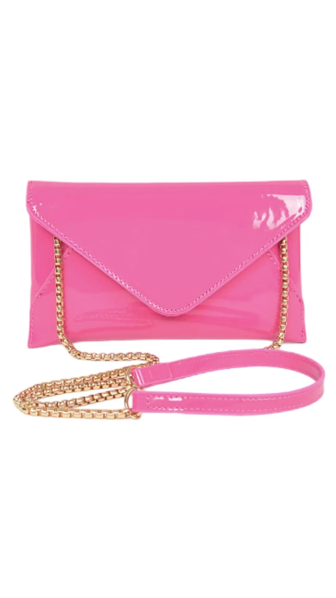 Vinyl Envelope Money Clutch Pink
