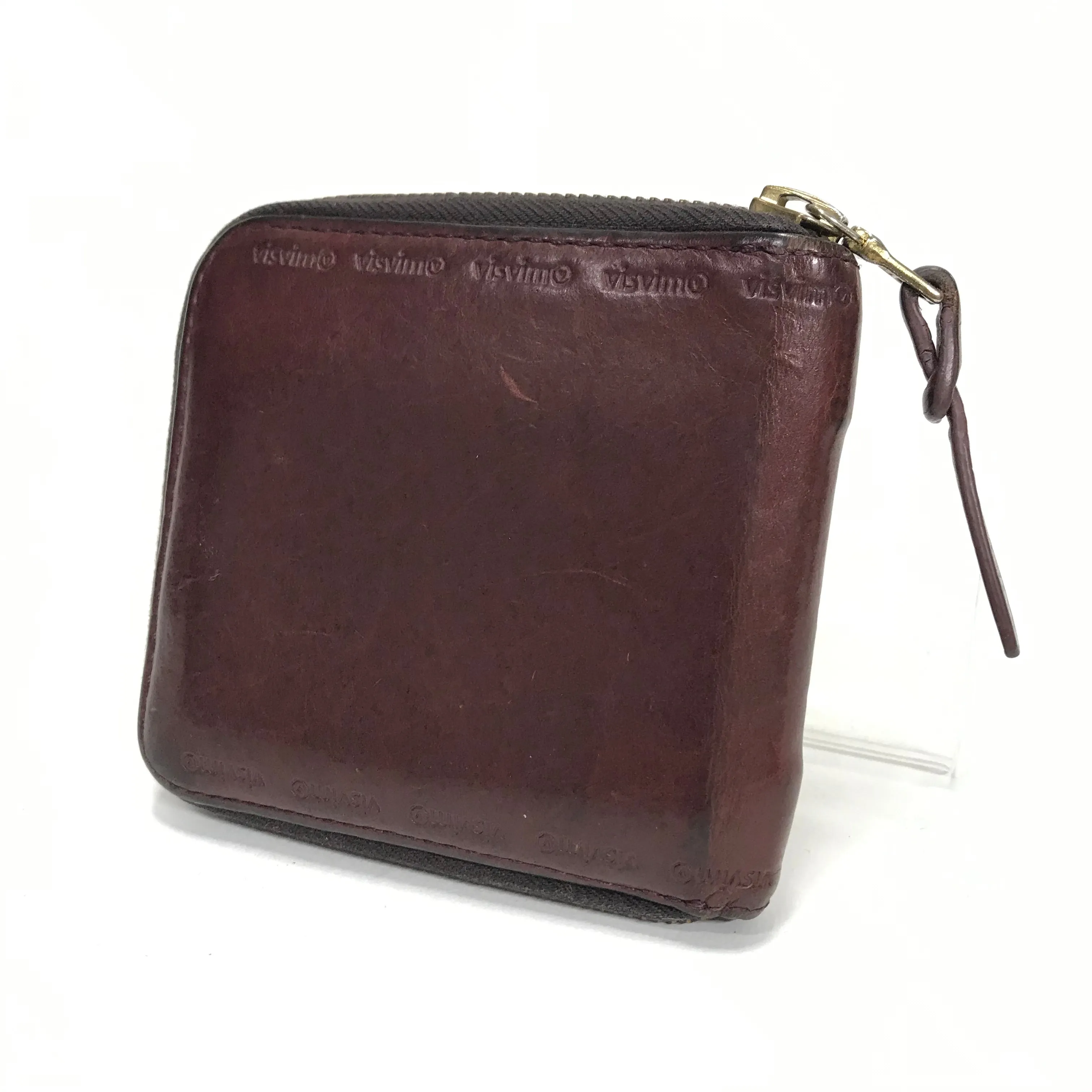 Visvim Leather Bi-Fold Zip Wallet Brown
