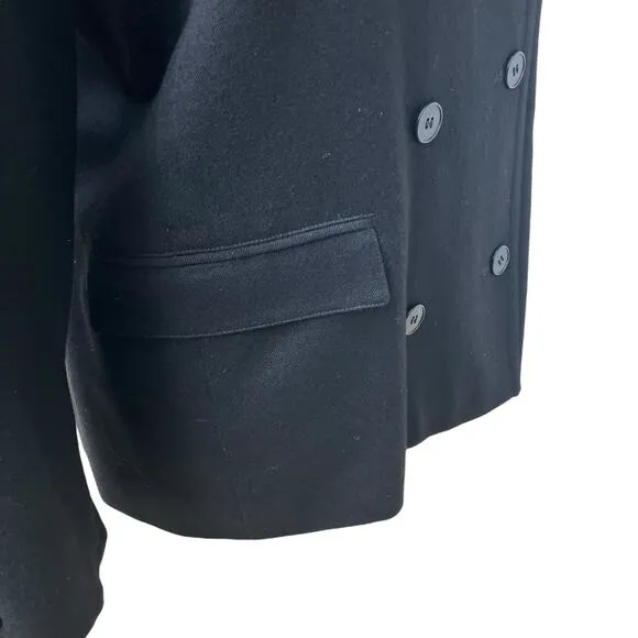 Vtg Mondi Blazer Jacket Sz 40/8 Black Double Breasted V Neck Wool Careerwear