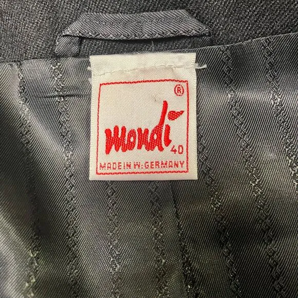 Vtg Mondi Blazer Jacket Sz 40/8 Black Double Breasted V Neck Wool Careerwear