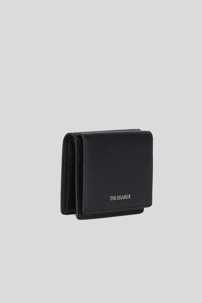 Wallet Coin Pocket Card Nappa Liscia - Black