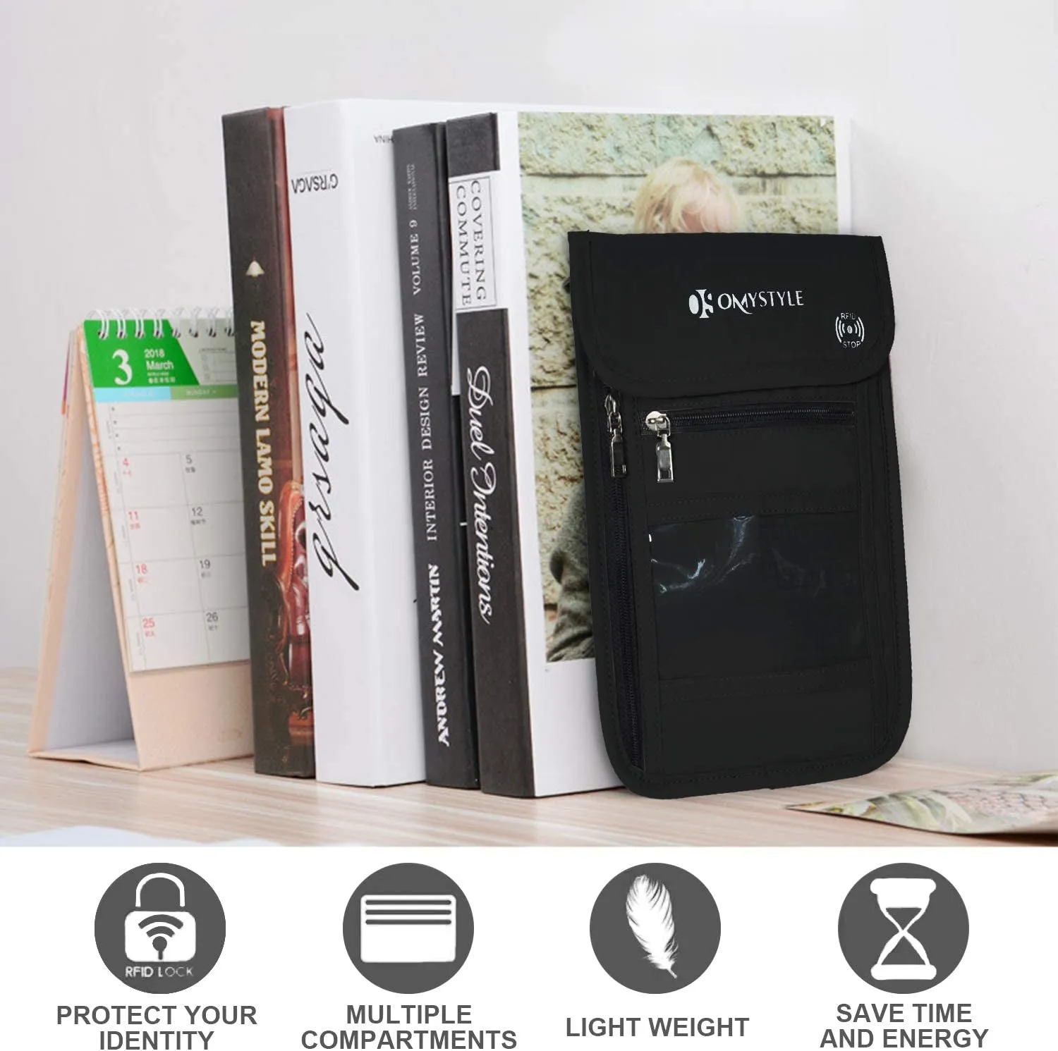 Waterproof Travel Wallet Passport Holder with Adjustable Neck Strap