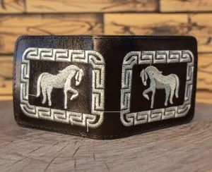 WESTERN HORSE EMBROIDERED leather bi fold caballo wallet