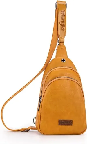 WG87-227 Wrangler Sling Bag/Crossbody/Chest Bag Dual Zippered Compartment - Yellow