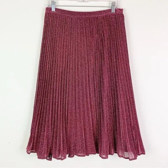 Whistles Kitty Metallic Pleated Midi Skirt