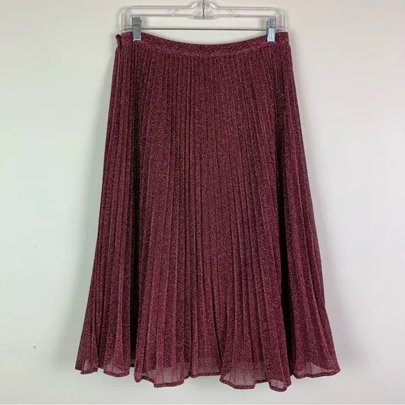 Whistles Kitty Metallic Pleated Midi Skirt