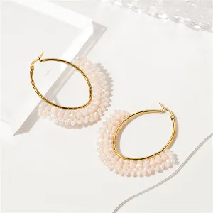 White Acrylic & 18K Gold-Plated Oval Huggie Earrings