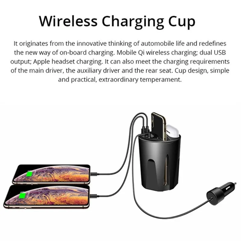 Wireless Fast Charger Cup USB Output