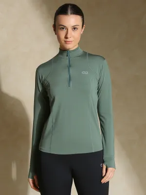 Women's Ath Runner Zip Neck Light Sage