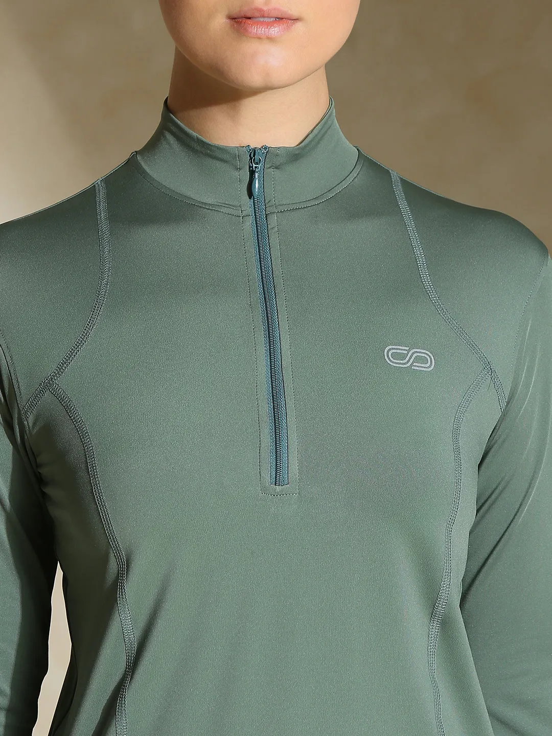 Women's Ath Runner Zip Neck Light Sage