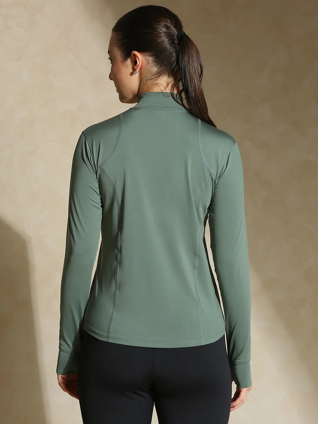 Women's Ath Runner Zip Neck Light Sage