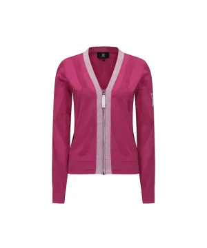 Women's Big Logo Intarsia Zip-Up Cardigan - Pink