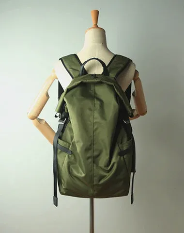 Womens Nylon Large Backpack Bag Army Green Nylon Travel Backpack School Rucksack for Ladies