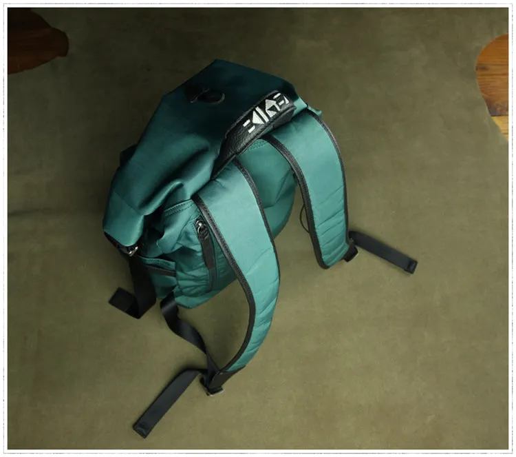 Womens Nylon Large Backpack Bag Army Green Nylon Travel Backpack School Rucksack for Ladies