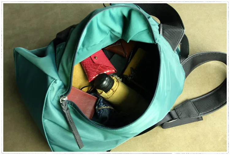 Womens Nylon Large Backpack Bag Army Green Nylon Travel Backpack School Rucksack for Ladies