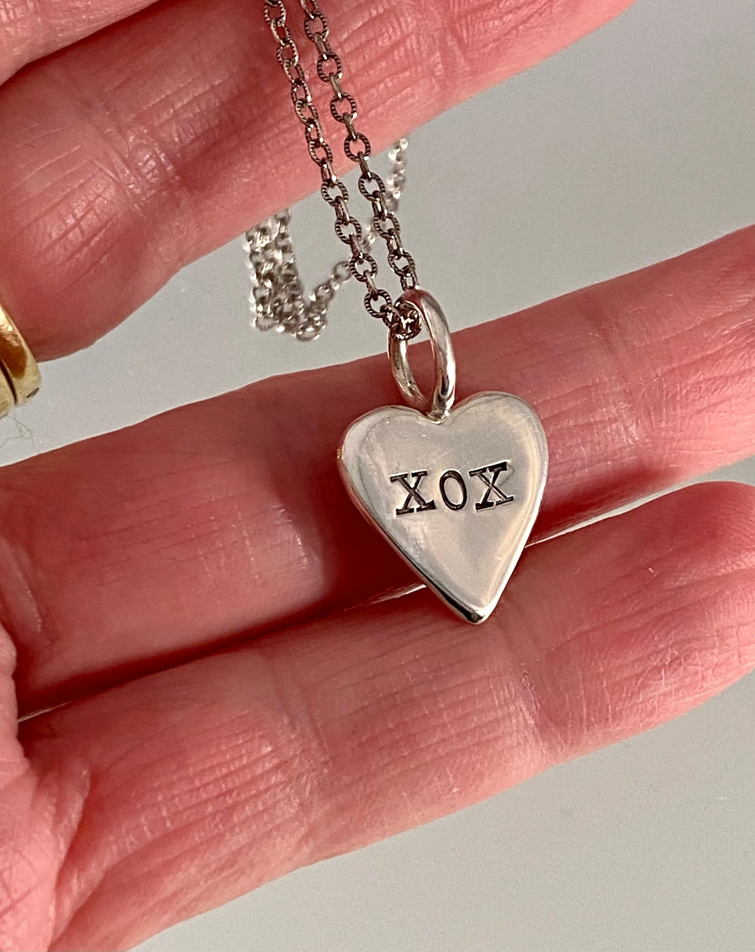 XOX Stamped Heart Necklace