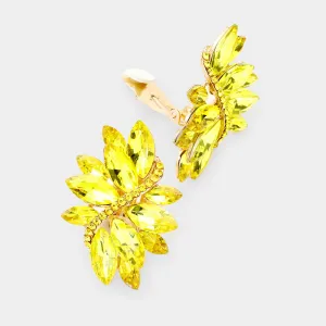 Yellow Crystal Rhinestone Earrings | Clip On | 444125