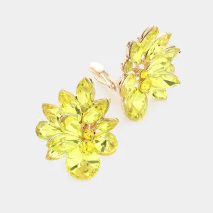 Yellow Floral Clip On Pageant Earrings | Interview Earrings |  610909