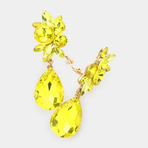 Yellow Teardrop Earrings  | Clip On | 608621